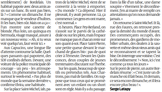 2020 05 04 SO Plus légers mais pas encore déconfinés2