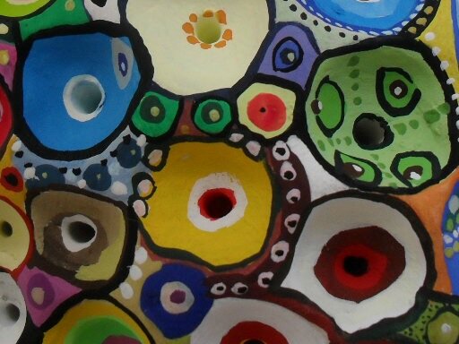 Hervé THAREL - SCHMIMBLOCK'S sphère 2013 - gouache T7 sur argile - diam