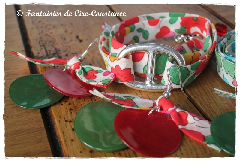 Bracelets catherine Betsy vert et grenadine-3