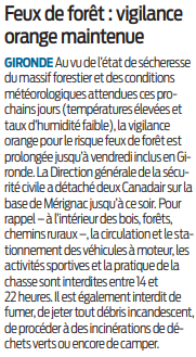 2020 09 16 SO Feux de forêt vigilance orange maintenue