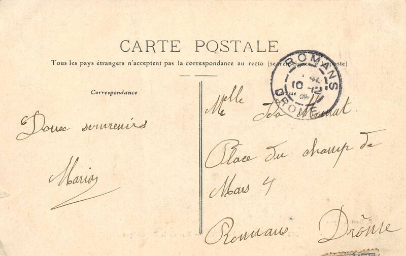 verso carte Rose octobre 1912