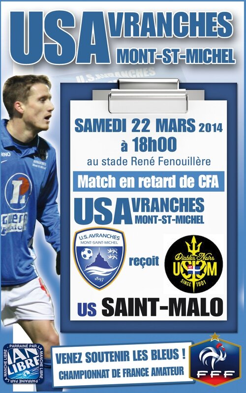 football CFA affiche Avranches Saint-Malo stade Fenouillère 22 mars 2014