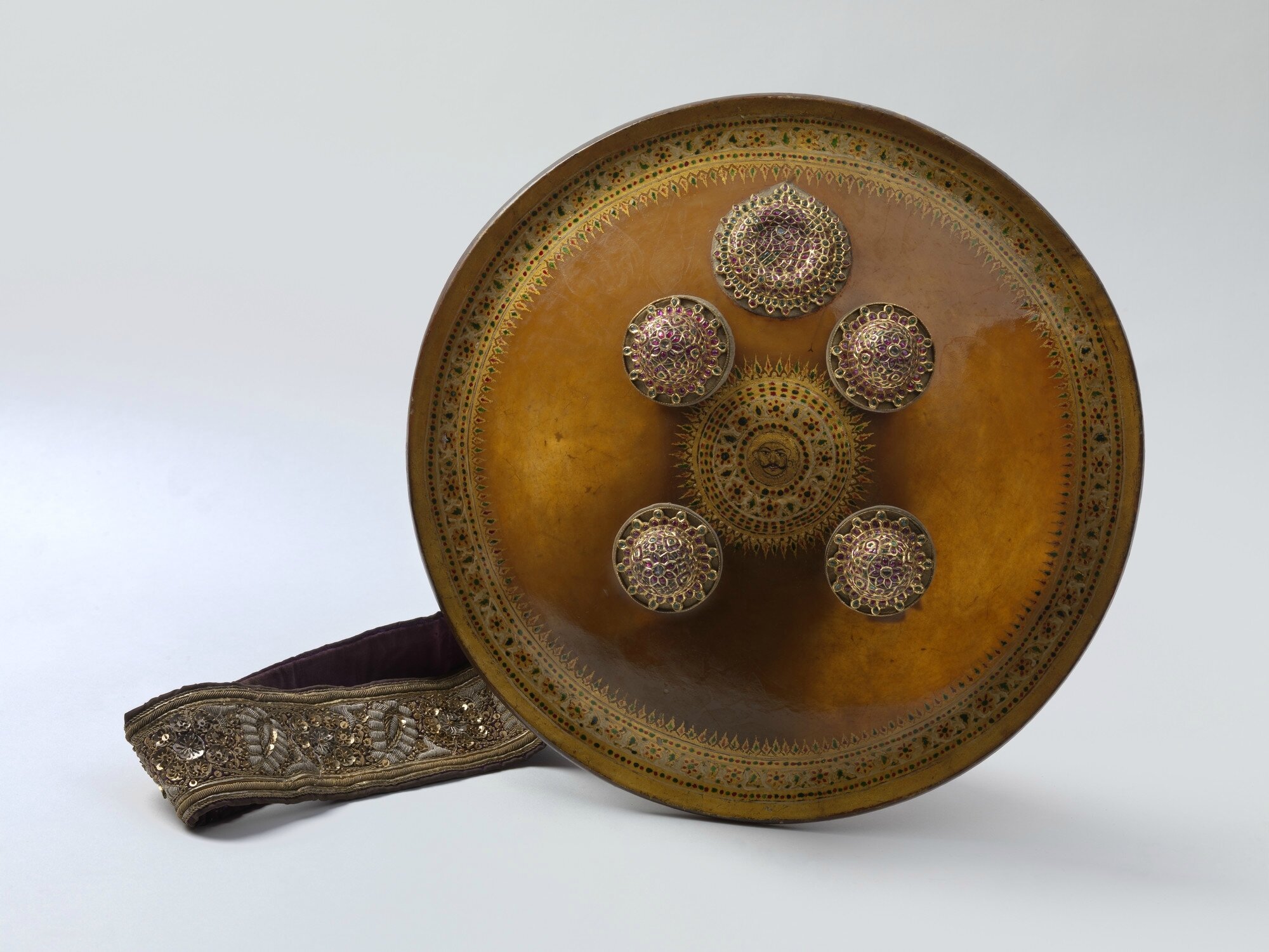 Antique Benares brass tray, made in India in the 19th century