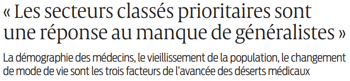 2022 05 09 SO Les secteurs classés prioritaires sont une réponse au manque de généralistes