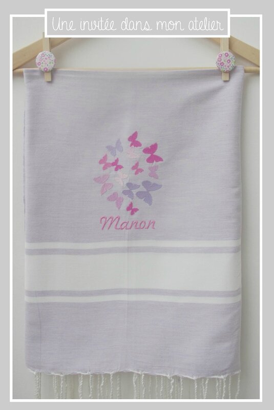 fouta personnalisée-papillons