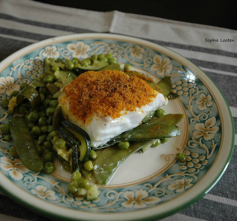 Tajine de cabillaud aux petits pois