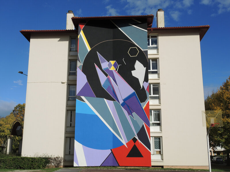 Bayonne, festival Street art Point de vue 2018, Résidence Habas La Plaine, avenue Pinatel, par Fermin Moreno