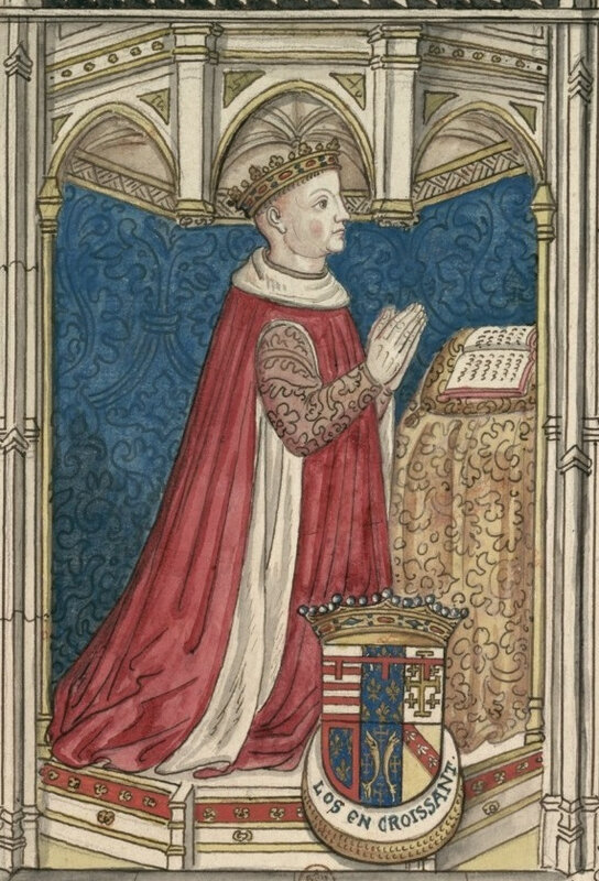 Jean II sur un vitrail de la chapelle Saint Bernardin, XVIIe siècle, Gaignières 1308 (cliché gallica.bnf.fr)