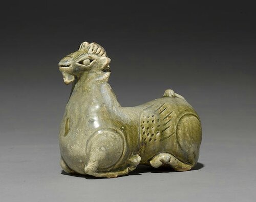 A celadon glazed recumbent ram, Eastern Jin dynasty, 4th century