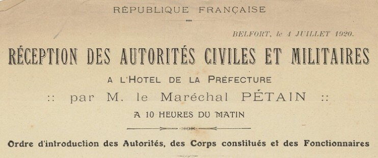 1920 07 04 Pétain Ordre de réception invités a