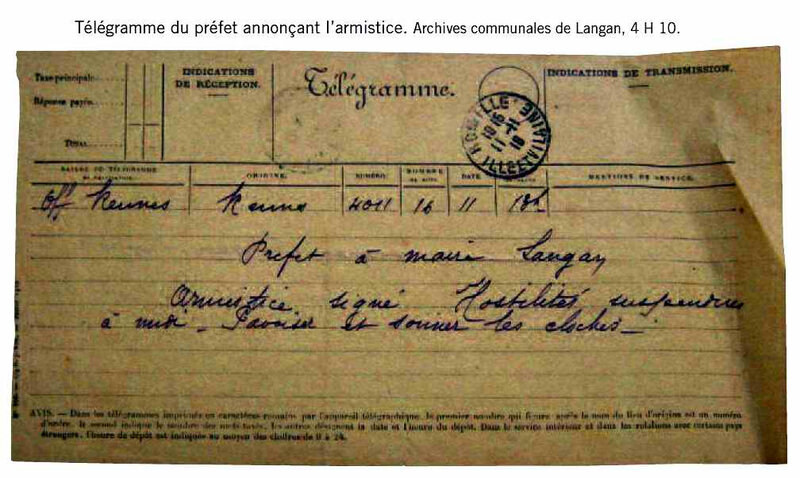 Télégramme Armistice