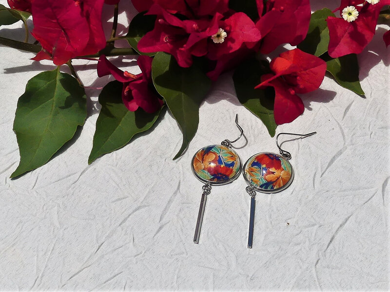 bijoux colores made in guyane par louise indigo fleurs oranges (15)