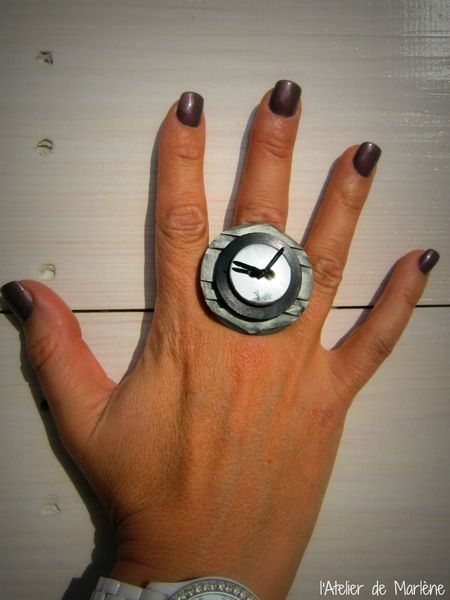 Bague val grise et noir