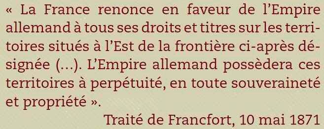 Traité de Francfort 1 Mai 1871