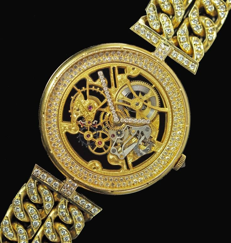 A Fine and Unique 18ct gold and diamond set gentleman's skeleton wrist watch by Corum