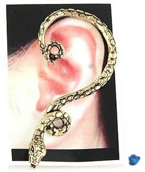 -1 Boucle Tour d'Oreille Serpent Lune Puk Gothique Rock Métal Couleur Bronze