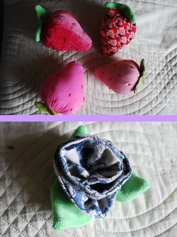 rose et fraises