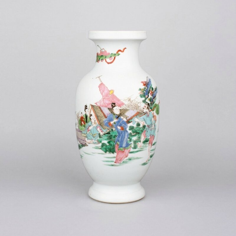 Chinese porcelain famille rose, fencai, baluster vase, Yongzheng period, 1723-1735
