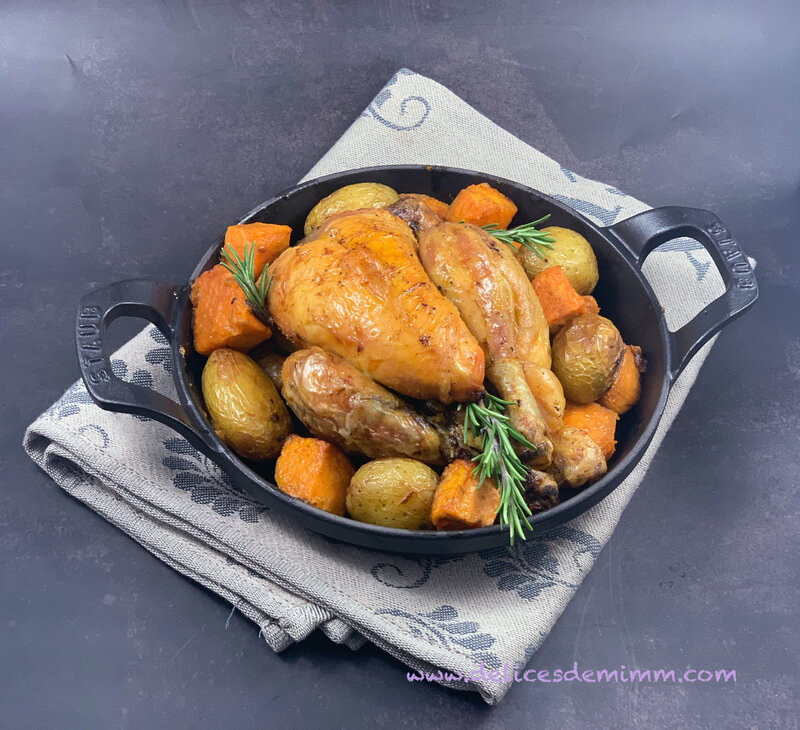 Coquelet rôti aux patates douces et aux petites grenailles 2