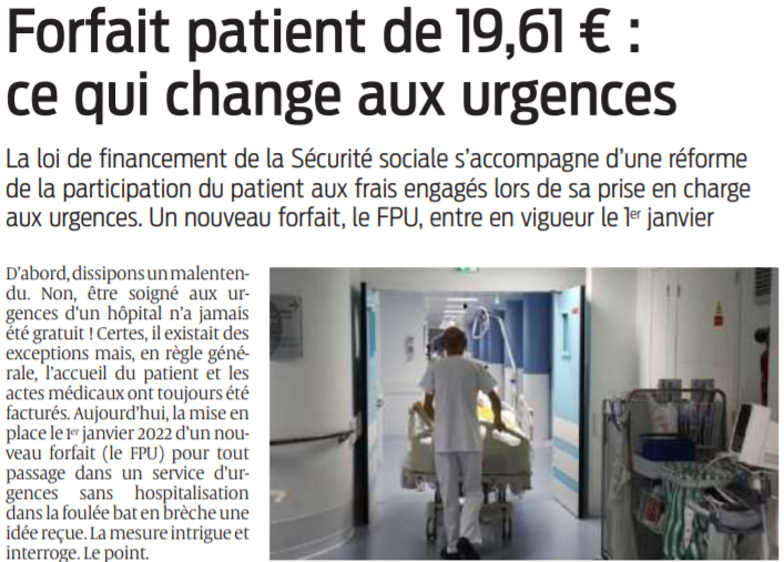 2021 12 30 SO Forfait patient de 19 euros 61 ce qui change aux urgences