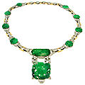 <b>J</b>.<b>E</b>.Caldwell & Co. Carved Jade, Diamond, Platinum & Gold Necklace. USA. Circa 1920's