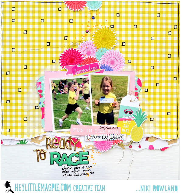 Ready to Race Niki Rowland Hey Little Magpie Echo Park Best Summer Ever Scrapbooking