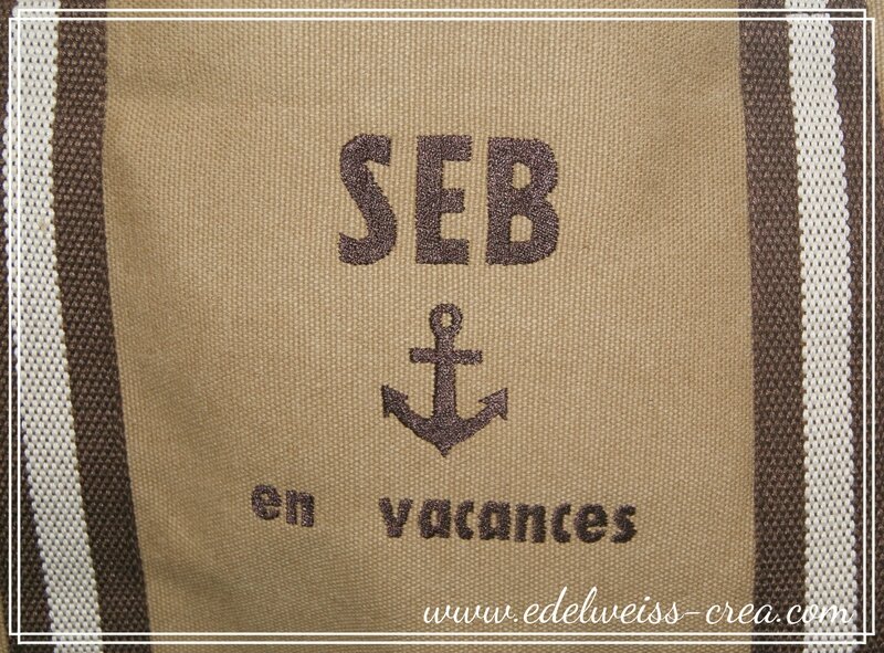 Grand sac de voyage - Sac polochon XXL vintage marron - Seb en vacances - Ancre marine