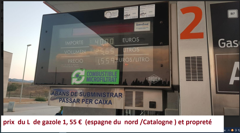 prix du gazole en espagne et propreté de la station