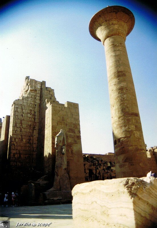 Colonne de Taharga à chapiteau papyriforme de 21 m de haut