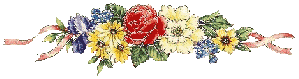 Gif barre gerbe fleurs colorées et rubans 300 Pixels