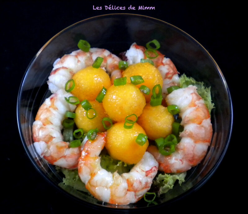 Salade de crevettes et melon pour une entrée rapide et bien fraîche 5