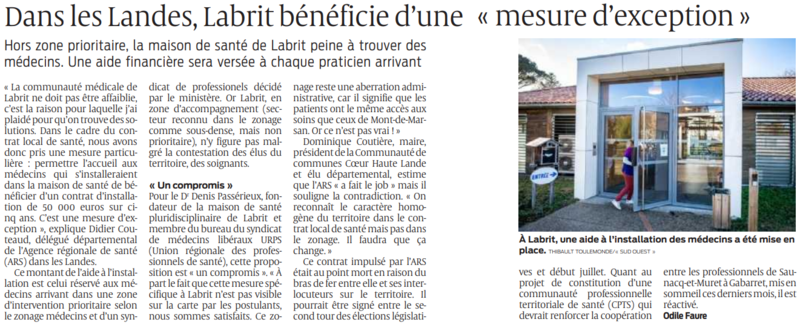 2022 05 09 SO Dans les Landes Labrit bénéficie d'une mesure d'exception