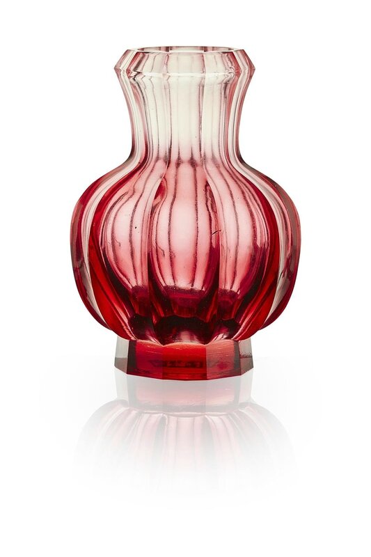 Imperial translucent ruby-red glass fluted vase from the palace workshops, Yongzheng four-character mark and of the period