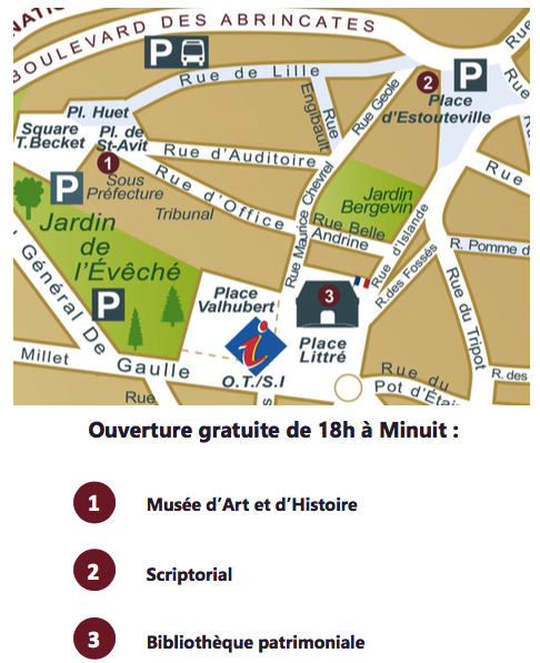 la Nuit Européenne des Musées Avranches plan mai 2017