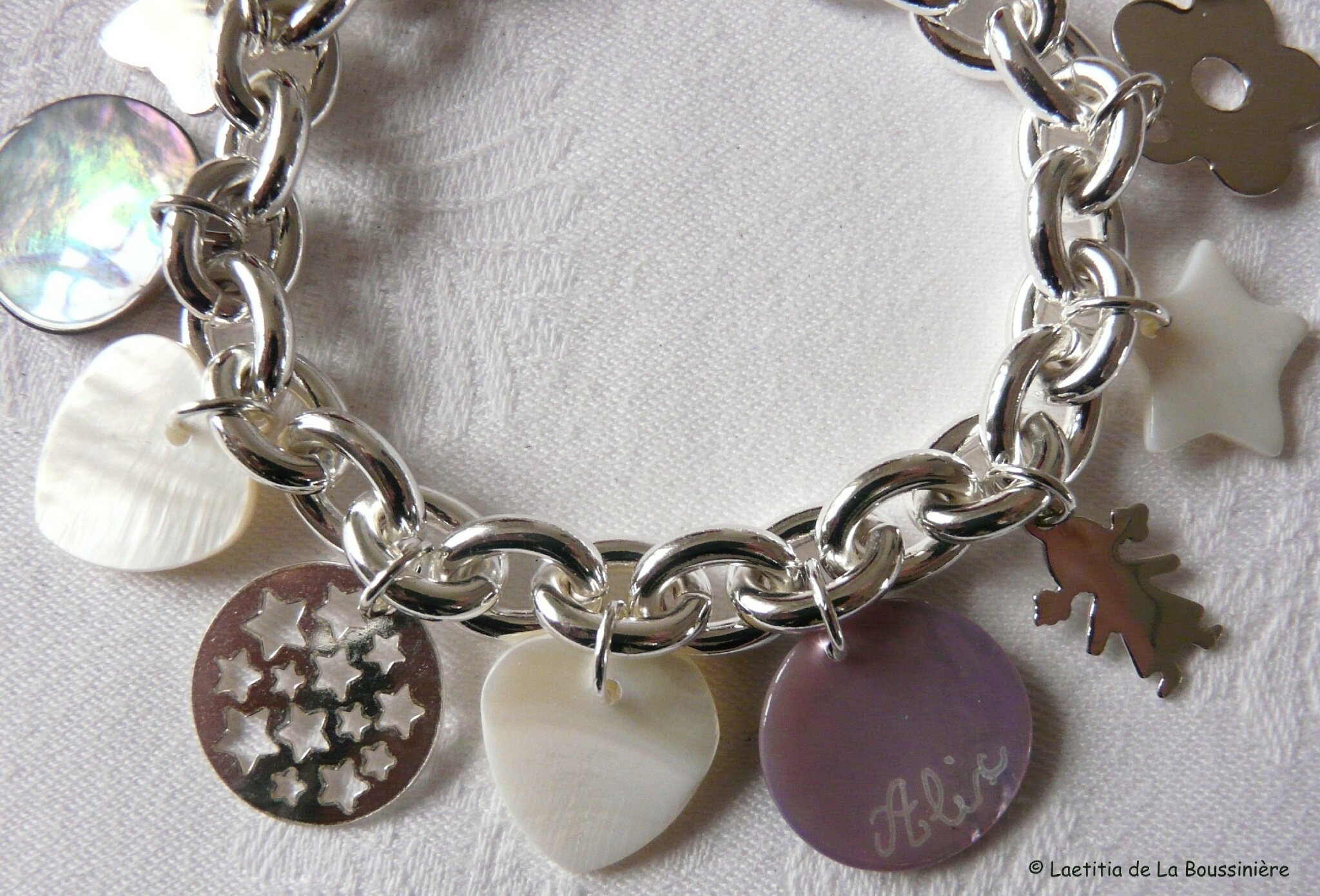 Bracelet personnalisé sur chaîne plaqué argent ovale