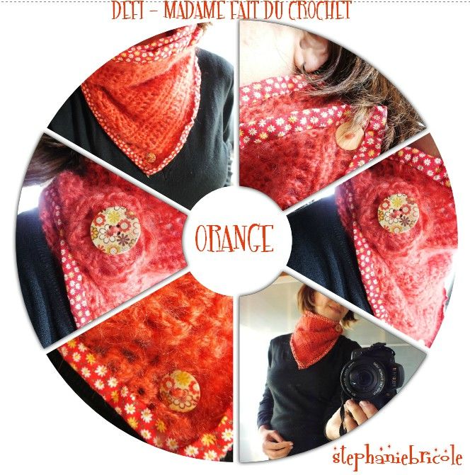 tuto crochet, tour de cou orange