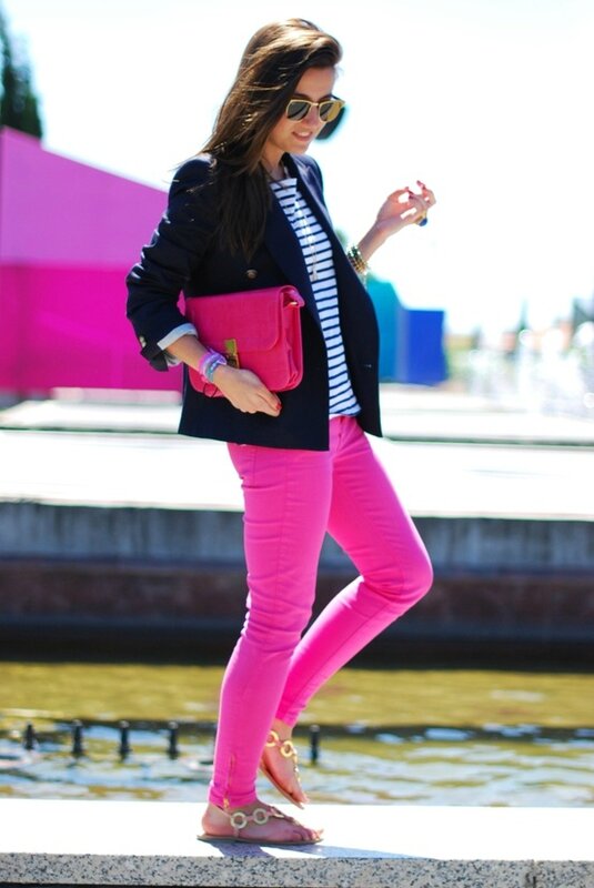 navy pink outfit for fall