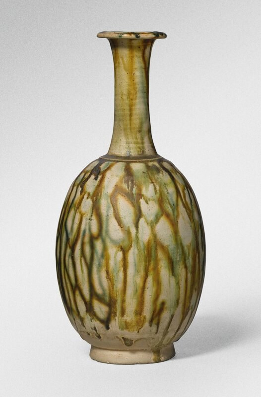 A sancai-glazed pottery, bottle vase, Tang dynasty