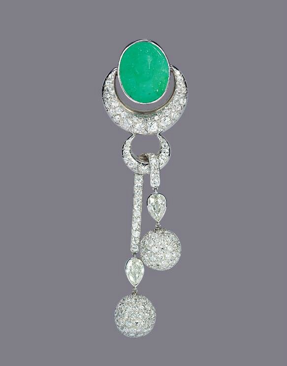 An emerald and diamond brooch, by Suzanne Belperron
