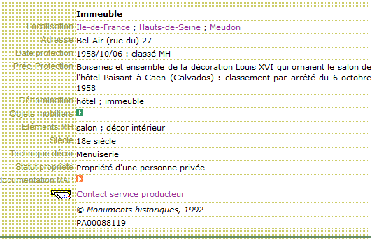 fiche base Mérimée Palissy