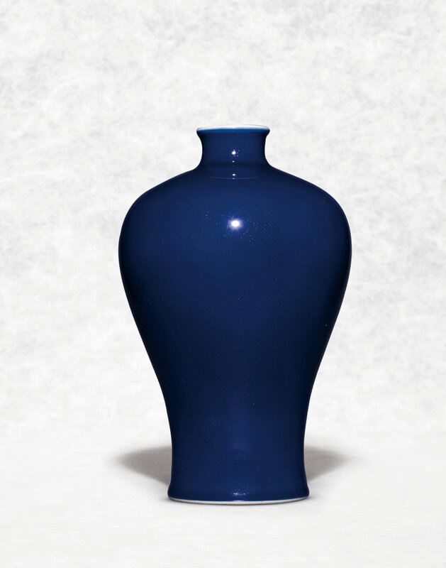 A fine and rare blue-glazed vase, meiping, Yongzheng six-character mark within double circles and of the period (1723-1735)