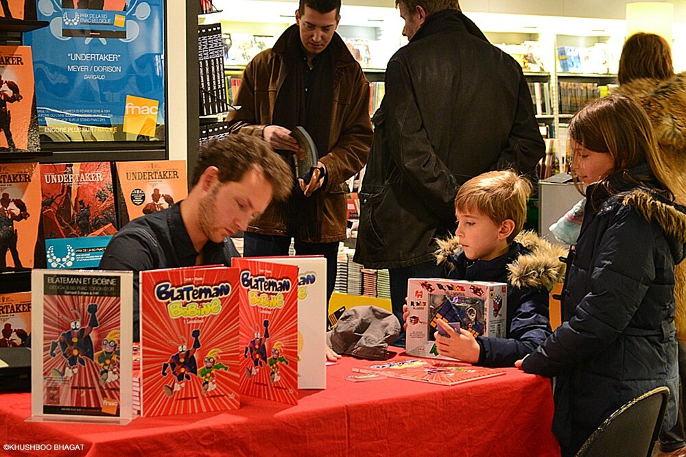 Blateman et Bobine FNAC Toison d'Or Bruxelles
