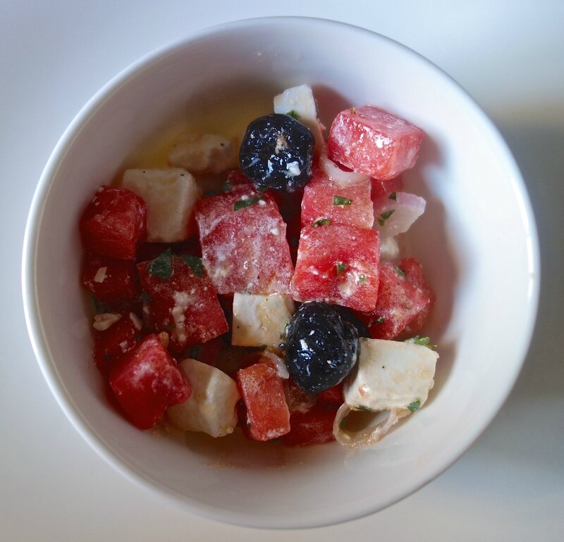 salade de pastèque à la fêta et au citron confit