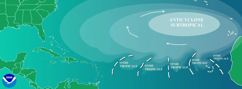 Schéma général des ondes tropicales issues des côtes africaines (auteur NOAA)