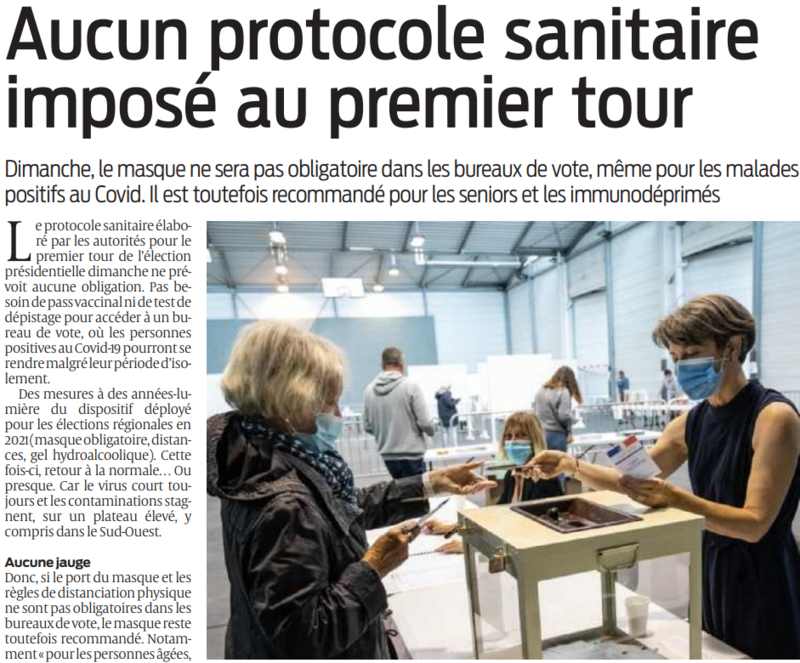 2022 04 08 SO Aucun protocole sanitaire imposé au premier tour