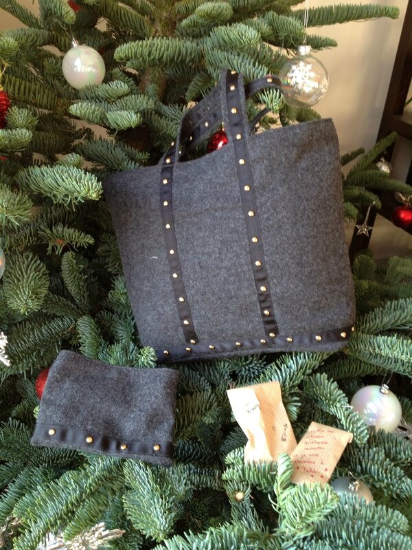 Sac cabas lainage gris anthracite. Taille S