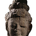 A sandstone head of a male <b>divinity</b>, Vietnam, Cham, Thap Mam period, ca. 12th Century