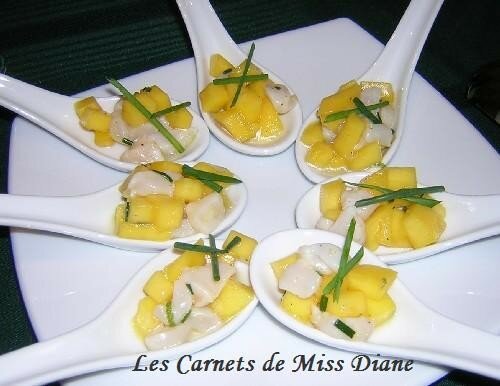 Ceviche de pétoncles à la mangue