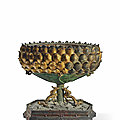A gilt-lacquered 'lotus' bronze <b>stand</b>, Ming dynasty (1368-1644)