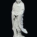 A <b>Blanc</b> de <b>Chine</b> porcelain Guanyin, <b>China</b>, Dehua, Qing Dynasty, 19th century, Fisherman mark